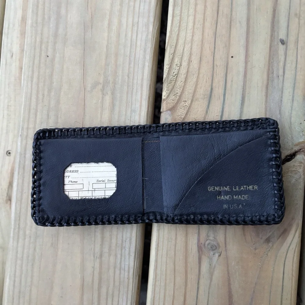 4WD Truck Leather Wallet USA Scene Handmade Whipstitch Bi Fold USA Made New